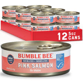 Bumble Bee pink salmon in water, 5 oz can, 12-pack, ready for sandwiches.