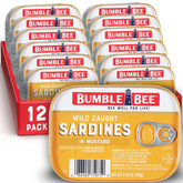 Bumble Bee Sardines in Mustard Sauce pack of 12, a protein-packed pantry staple.