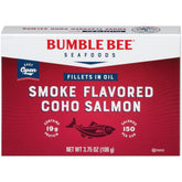 Bumble Bee Smoke Flavored Red Coho Salmon fillets in oil — protein-packed ready-to-serve can.
