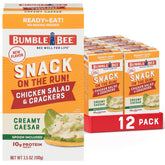 Bumble Bee Snack On The Run Caesar chicken salad with crackers, ready-to-eat protein for busy days.