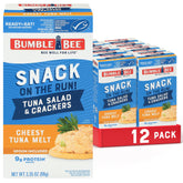 Bumble Bee Snack On The Run cheesy tuna melt can with crackers, ready-to-eat protein