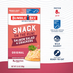 Bumble Bee Snack On The Run crackers close-up—crunchy pairing for salmon.