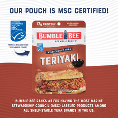Bumble Bee Teriyaki Tuna Pouch on a rice bowl adds savory protein.