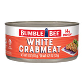 Bumble Bee white crab meat in water can, convenient protein for meals.