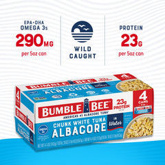 Bumble Bee wild caught tuna in water chunks ready to serve in meals