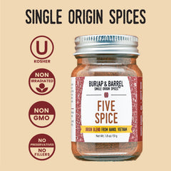 Burlap and Barrel Five Spice cooktop use image showcasing versatile seasoning for everyday cooking.