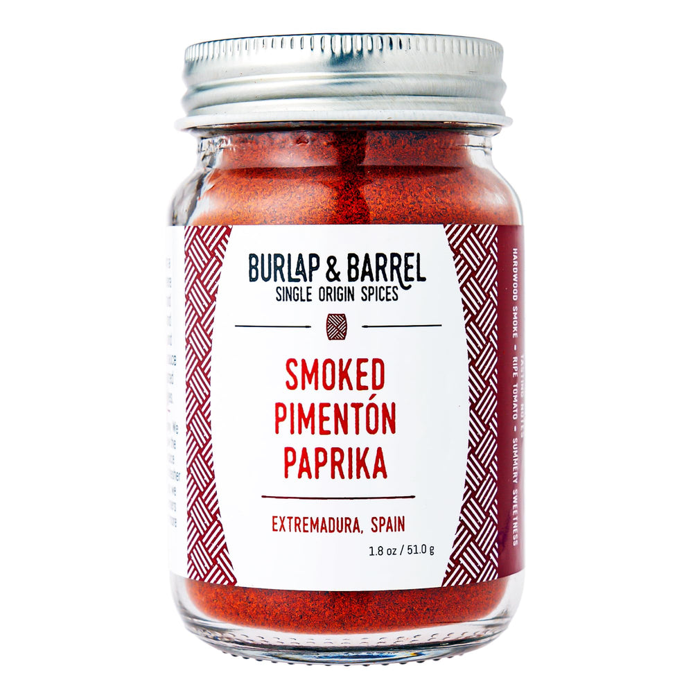 Burlap and Barrel smoked pimentón paprika jar enhances stews with rich smokiness