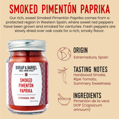 Burlap and Barrel smoked pimentón paprika powder close-up shows fine grind