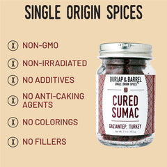 Burlap & Barrel sumac ground powder texture for tart, sunny dressings.