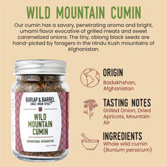 Burlap & Barrel Wild Mountain Cumin origin from Afghanistan improves sauces.
