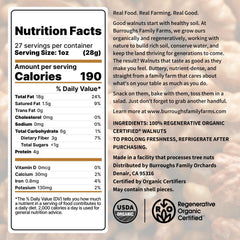 Burroughs Family Farms organic walnuts close-up, creamy texture and natural color.