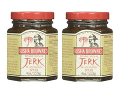 Busha Browne Jerk Seasoning bottle front for authentic Jamaican flavor ready for grilling.