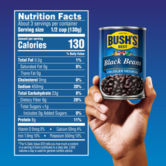 Label close-up showing gluten-free and dairy-free on the Bush's Best Beans.
