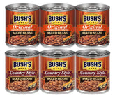 Bush's Best Original Baked Beans can with savory bacon pairing for grilled burgers
