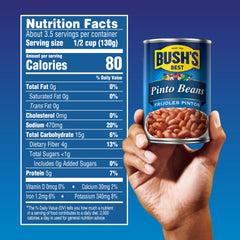 Bush's Best Pinto Beans in a bowl; versatile base for soups.