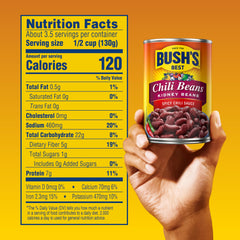 Bush's Best can back label showing ingredients and nutrition for planning.