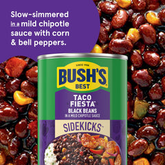 Bush's Best Taco Fiesta Black Beans in serving bowl, inviting dinner.