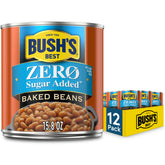 Bush's Best Zero Sugar Baked Beans pack of 12 cans for bulk pantry stocking.