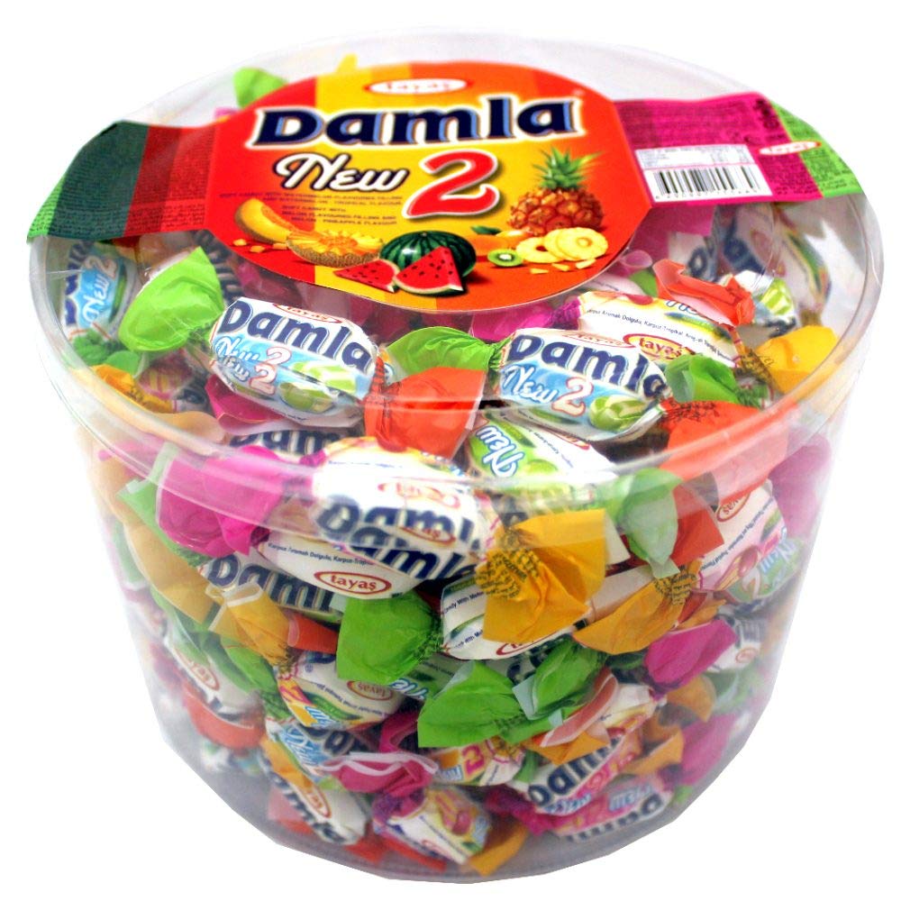 BUTO Damla New 2 Fancy Filled Soft Candy packaging showing tropical flavors, ideal for celebrations.