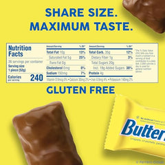 Butterfinger bar in hand reveals crispety, crunchety texture for a quick treat