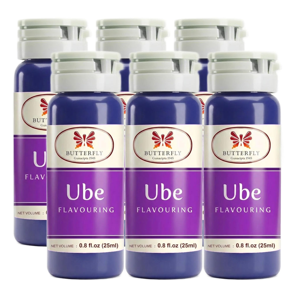 Butterfly Gunacipta 1948 UBE flavoring paste bottle showcases taro aroma for baking.