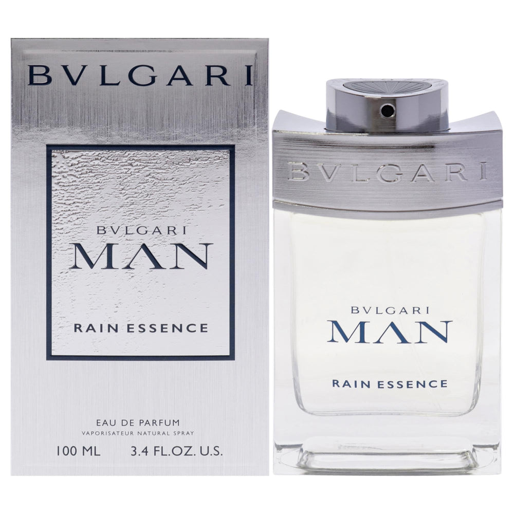 BVLGARI Man Rain Essence bottle captures a rain-kissed scent for daily refinement.