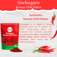 Byait Gochugaru flakes enhancing a sizzling stir-fry with depth