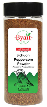 Byait Sichuan peppercorn powder bottle, fine grind ideal for stir-fries.