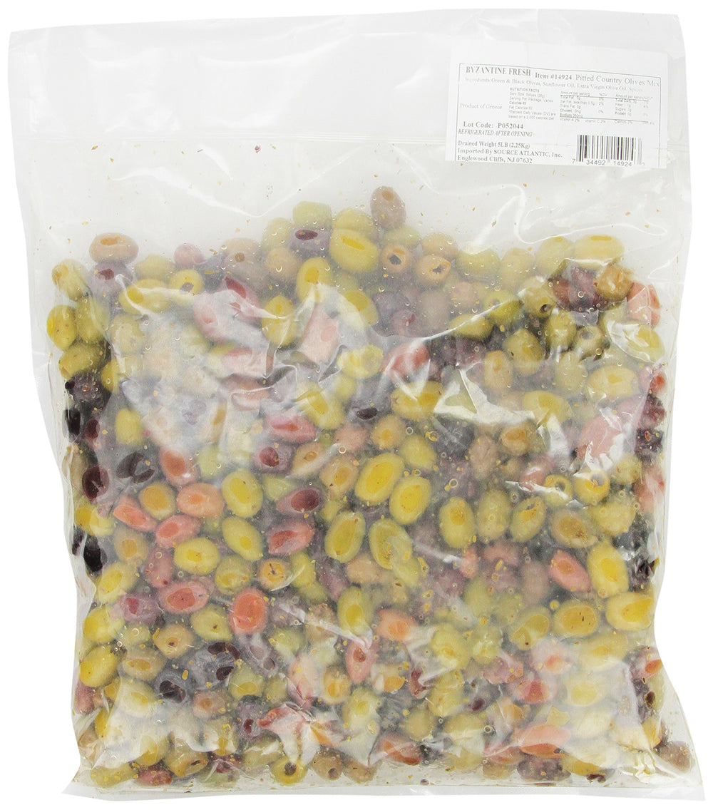 Byzantine olive mix: kalamata olives ready for salads and antipasti.
