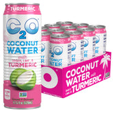 C2O coconut water with ginger lime and turmeric in a can close-up for refreshment