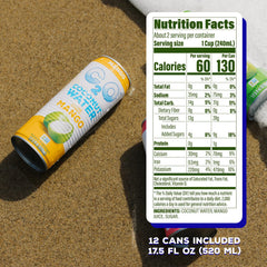 C2O Mango Coconut Water label close-up highlights real fruit flavor.