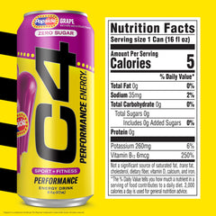 C4 Energy Drink Grape Popsicle can with vibrant label signaling clean energy.