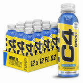 C4 Energy STL Icy Blue Razz can front shows bold flavor and clean energy for workouts.