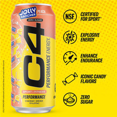 C4 Energy X JOLLY RANCHER Green Apple can side view shows refreshing energy for training