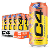C4 Energy X JOLLY RANCHER Peach can front view for bold energy during workouts