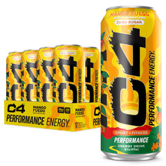 C4 Mango Fuego front of can with bold branding for quick energy.