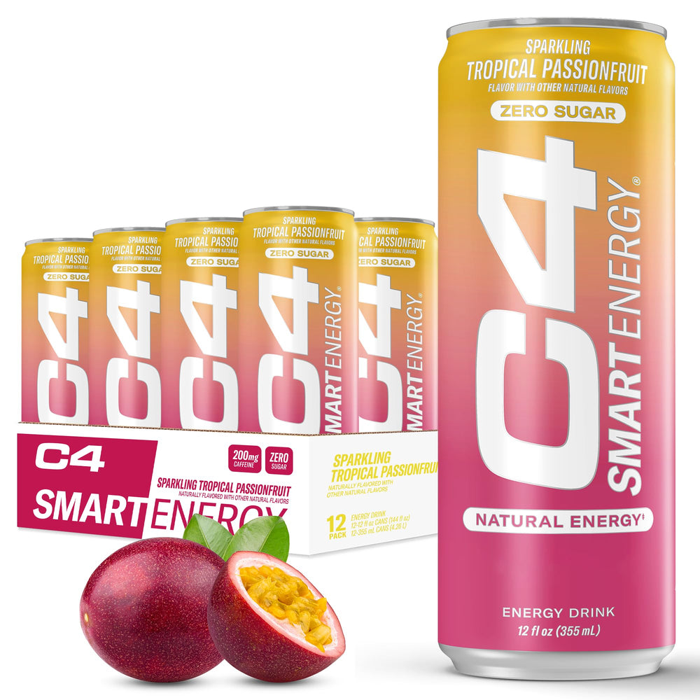 C4 Smart Energy Tropical Passionfruit can ready for a quick sugar-free energy boost
