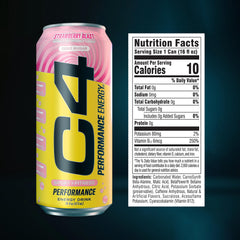 C4 Strawberry Blast ingredients panel highlighting beta-alanine and caffeine