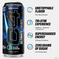C4 Ultimate label highlights sugar-free formula and caffeine content for informed choices.