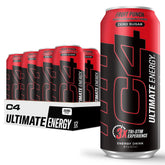 C4 Ultimate Sugar Free Energy Drink can front view with zero-sugar formula for clean energy.