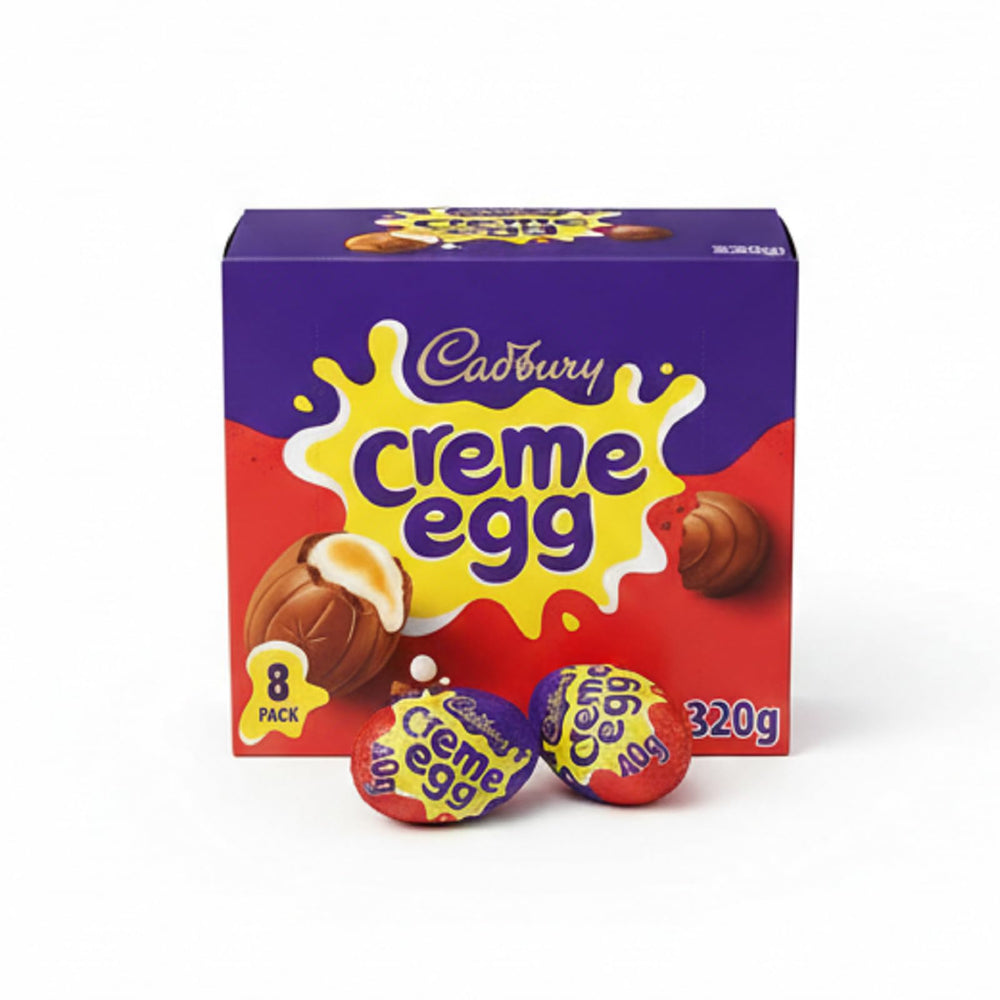 Cadbury Creme Eggs 8-piece pack with milk chocolate shells, perfect for sharing.