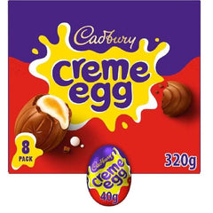 Cadbury Creme Eggs open pack displays eight chocolate treats ready to enjoy.