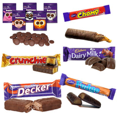 Cadbury Gift Box variety display shows Crunchie, Flake, Wispa for celebrations