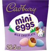 Cadbury Mini Eggs milk chocolate with crisp shells in a bag, perfect for Easter gifting.