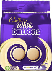 Cadbury White Giant Buttons front view, creamy texture ideal for sharing moments