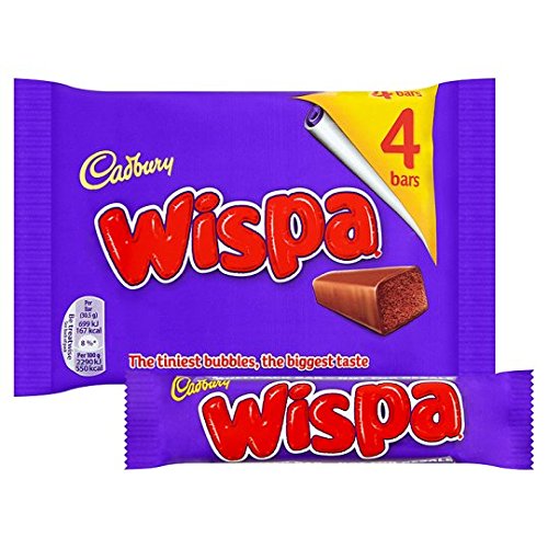 Cadbury Wispa bar pack uk front view, premium chocolate experience for tea time.