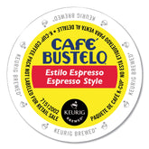 Cafe Bustelo Espresso Style K-Cup pack shot highlighting bold aroma and body.