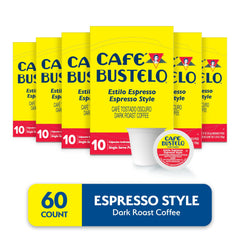 Close-up of Cafe Bustelo pod reveals rich dark roast aroma