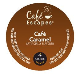 Cafe Escapes Cafe Caramel K-Cup for Keurig, silky caramel aroma and quick, convenient brew.