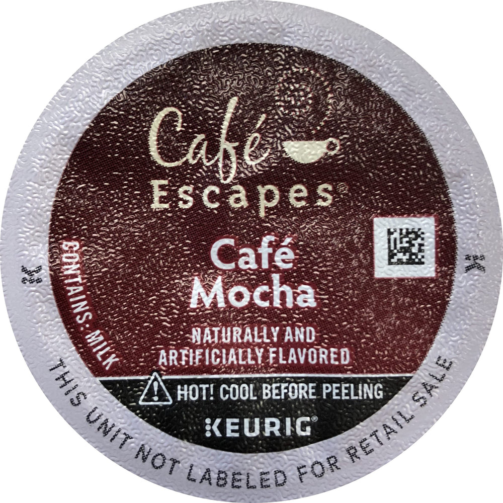 Café Escapes Gourmet Café Mocha K-Cup showing rich chocolate aroma for easy single-serve indulgence.